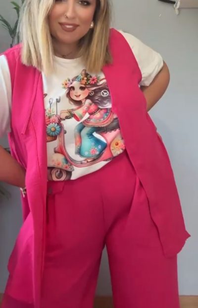 CONJUNTO CHALECO FUCSIA