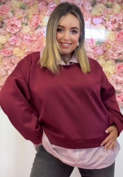 SUDADERA GRANATE CAMISA